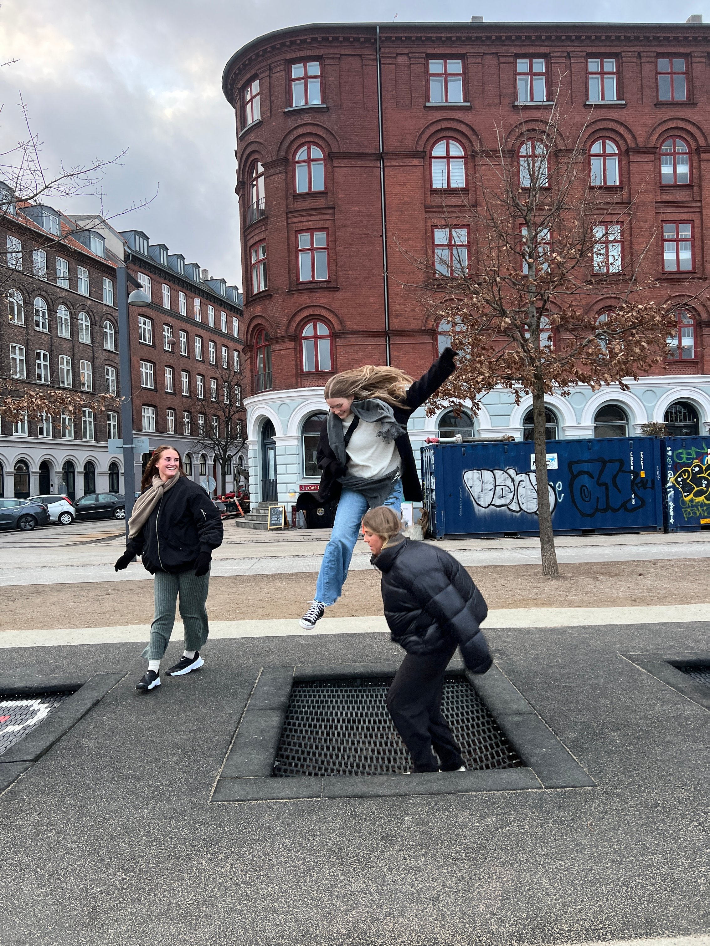Copenhagen sidewalk trampolines